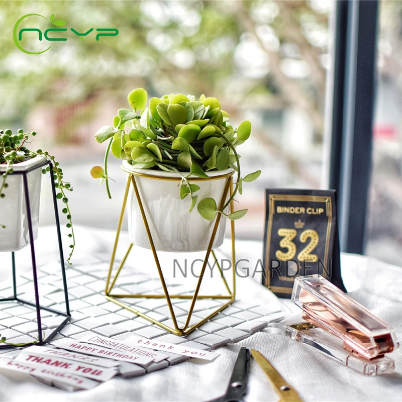 NCYP Modern Desktop Flowerpot White Small Ceramic Plant Flower Pot With Geometric Yellow Iron Rack Indoor Outdoor Flower Pot
NCYP Modern Desktop Flowerpot White Small Ceramic Plant Flower Pot With Geometric Yellow Iron Rack Indoor Outdoor Flower Pot
