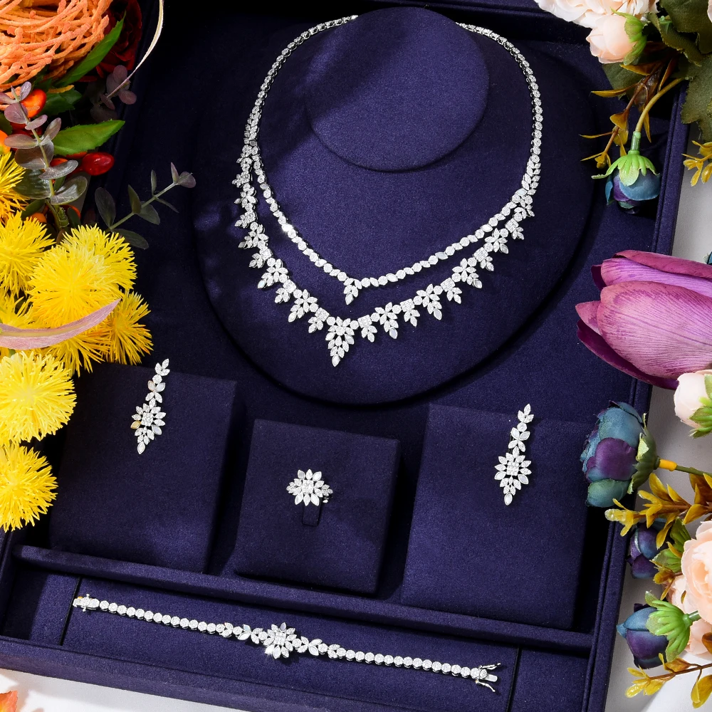 Роскошный комплект из колье, браслета, сережек и кольца Kellybola в нигерийском алжирском стиле, женский свадебный банкет, изысканный набор ювел... 
Роскошный комплект из колье, браслета, сережек и кольца Kellybola в нигерийском алжирском стиле, женский свадебный банкет, изысканный набор ювел...