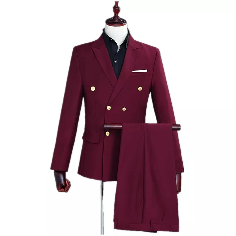 (Jacket+Pants)Red Wine Double-breasted Men Suit Set Singer Host Performance Costume Vintage Gala Banquet Men Suit Blazer
(Jacket+Pants)Red Wine Double-breasted Men Suit Set Singer Host Performance Costume Vintage Gala Banquet Men Suit Blazer