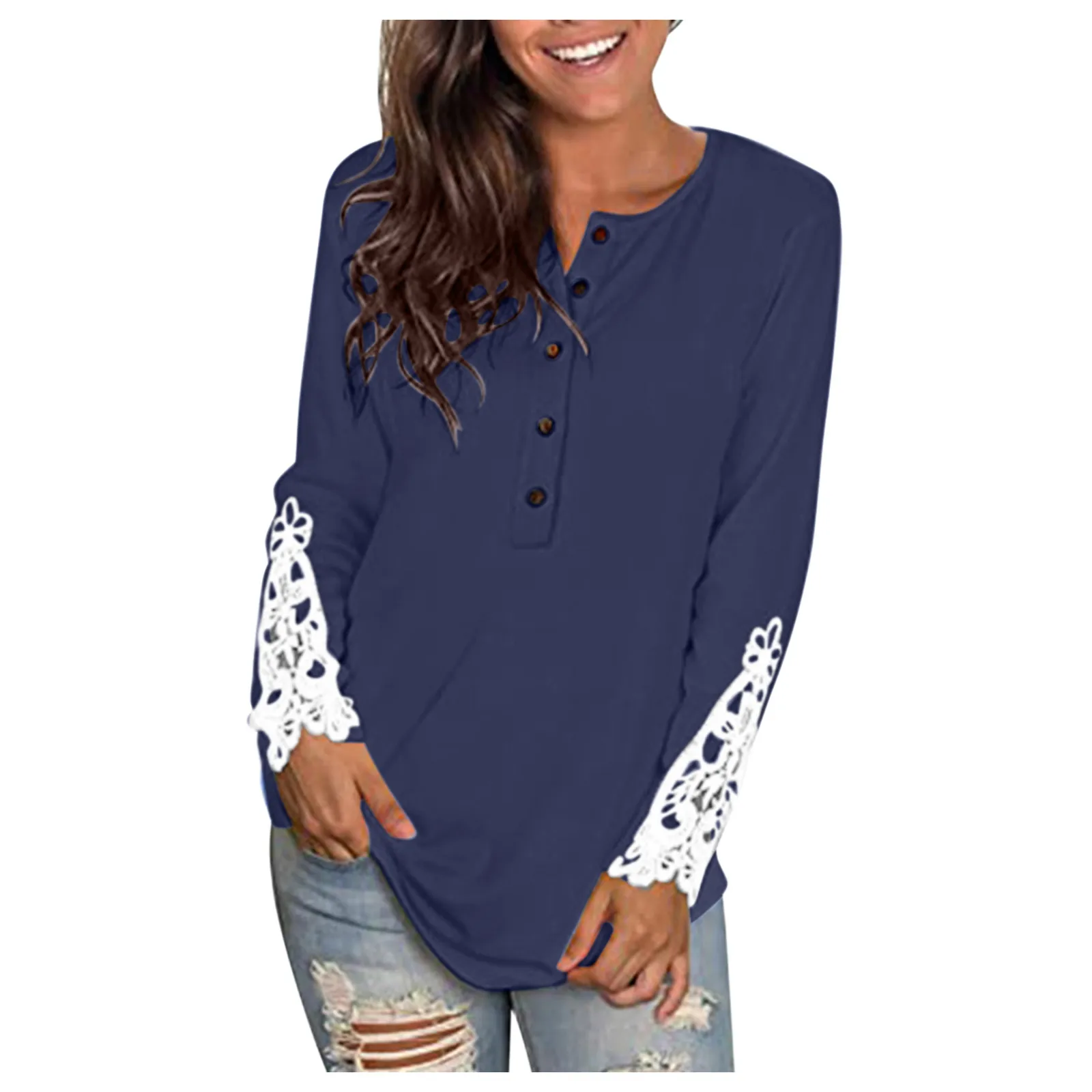59# Autumn New Women's Solid Color Blouse Lace Sexy Fashion Long-sleeved Casual Loose Top Pullover Oversized Vetement Femme 2021
59# Autumn New Women's Solid Color Blouse Lace Sexy Fashion Long-sleeved Casual Loose Top Pullover Oversized Vetement Femme 2021