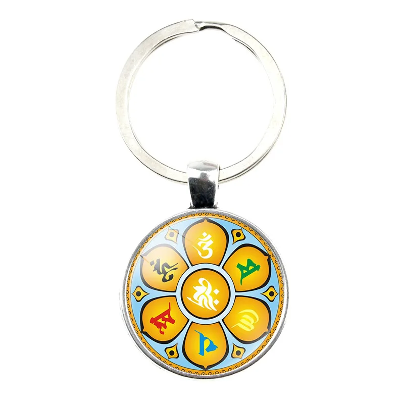 

Brand new/high quality 1 piece Buddhist six-character mantra Heli Ksitigarbha seed keychain glass dome key ring pendant gift