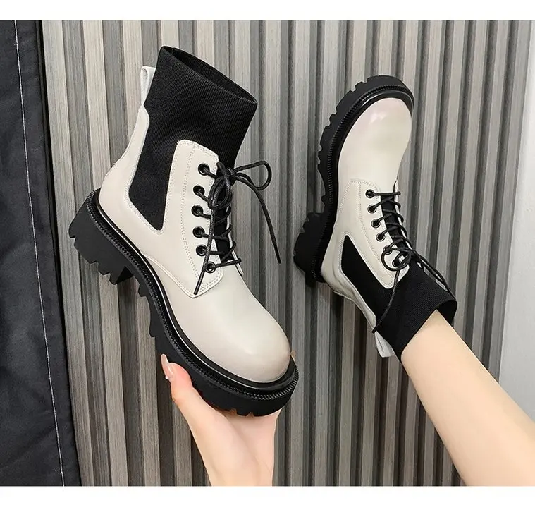 2021 Autumn Women Black Sock Boots Platform Gothic Round Toe Knitted Shoes Square Heels Women Winter Ankle Boots Beige
2021 Autumn Women Black Sock Boots Platform Gothic Round Toe Knitted Shoes Square Heels Women Winter Ankle Boots Beige