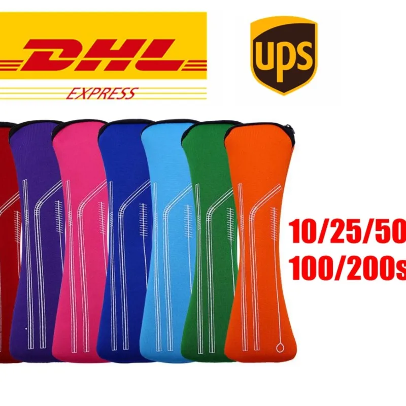 DHL 10/25/50/set 304 Stainless Steel Straw Reusable Silver Drink Straw With Brush & Neoprene Bag For 20oz tumbler cup 5pcs/set
DHL 10/25/50/set 304 Stainless Steel Straw Reusable Silver Drink Straw With Brush & Neoprene Bag For 20oz tumbler cup 5pcs/set