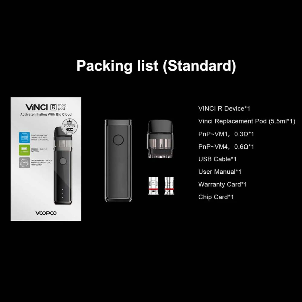 Original VOOPOO Vinci R Pod Kit 3 Levels 1500mAh Battery 5.5ml Cartridge Pod Vaporizer Electronic Cigarette 0.96 Inch TFT Screen
Original VOOPOO Vinci R Pod Kit 3 Levels 1500mAh Battery 5.5ml Cartridge Pod Vaporizer Electronic Cigarette 0.96 Inch TFT Screen