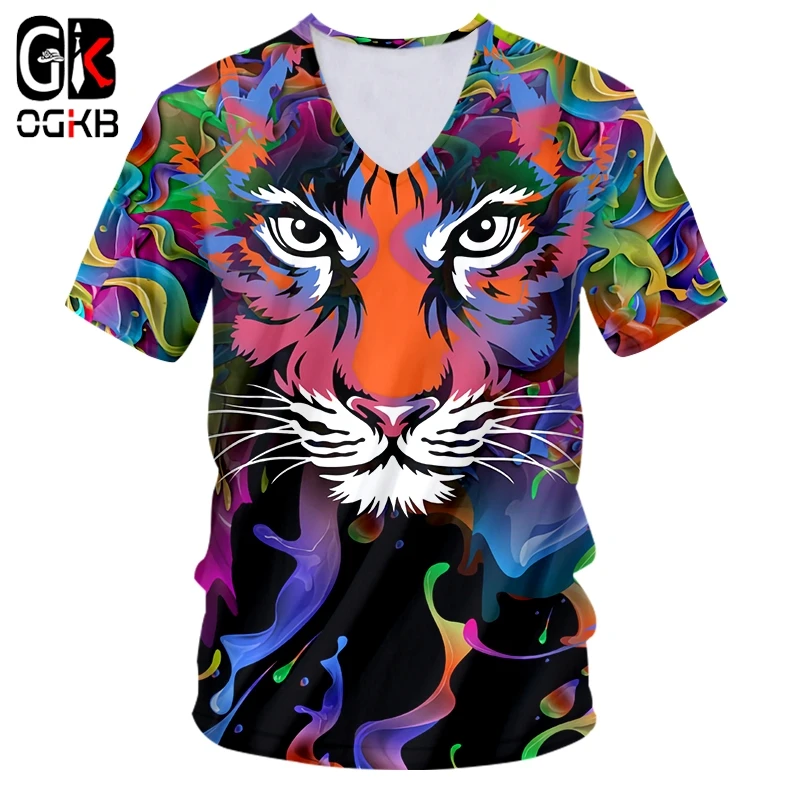 OGKB Brand New Tiger V-neck T Shirt Men 3d Print Colorful Paint Hip Hop Tee Cool Short Sleeve Funny Design Casual Big Size Top
OGKB Brand New Tiger V-neck T Shirt Men 3d Print Colorful Paint Hip Hop Tee Cool Short Sleeve Funny Design Casual Big Size Top
