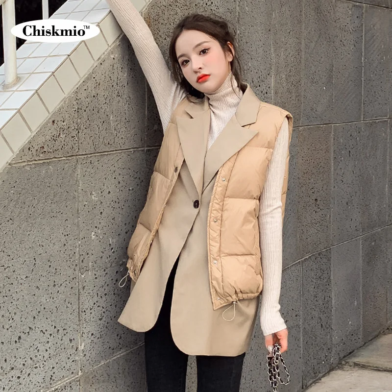 OL Turn-down Collar Long Vest Coat Women Outwear Patchwork Single Buckle Design Fake Two-piece Cotton Vest Coats Clothes Woman
OL Turn-down Collar Long Vest Coat Women Outwear Patchwork Single Buckle Design Fake Two-piece Cotton Vest Coats Clothes Woman