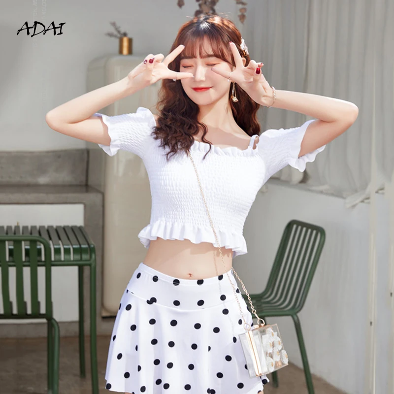 Women's Swimwear 2021 Bathing Suits 2 Piece Swimsuit With Skirt White Dot Print Sexy High Waist Bikini Set Beachwear Monokini
Women's Swimwear 2021 Bathing Suits 2 Piece Swimsuit With Skirt White Dot Print Sexy High Waist Bikini Set Beachwear Monokini