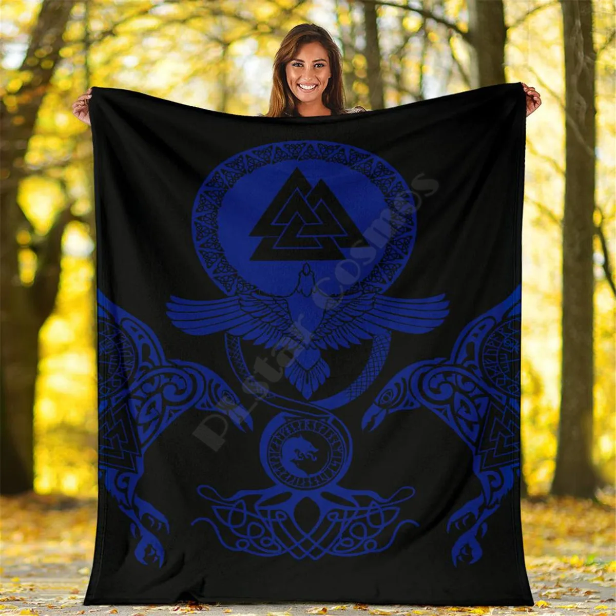 

Viking Tattoo Valknut Mjolnir 3D printed Sherpa Blanket on Bed Home Textiles Dreamlike HOME ACCESSORIES Drop shipping 04