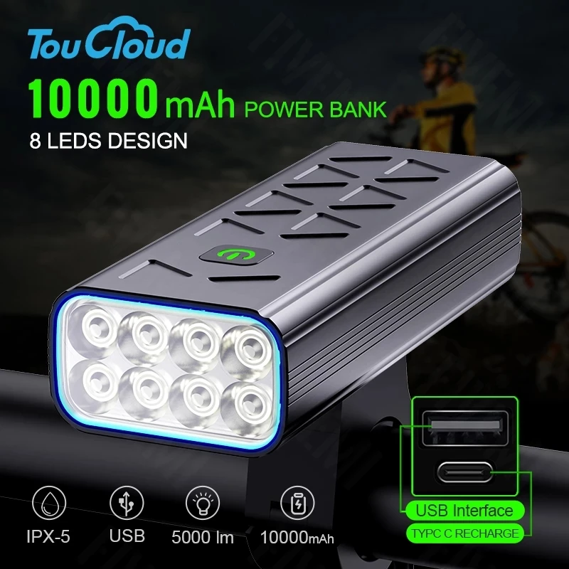 8T6 LED Bike Light USB Rechargeable Rear Light Bicycle Headlight 10000mAh Super Bright MTB Rode Flashlight Cycling Front Lamp
8T6 LED Bike Light USB Rechargeable Rear Light Bicycle Headlight 10000mAh Super Bright MTB Rode Flashlight Cycling Front Lamp
