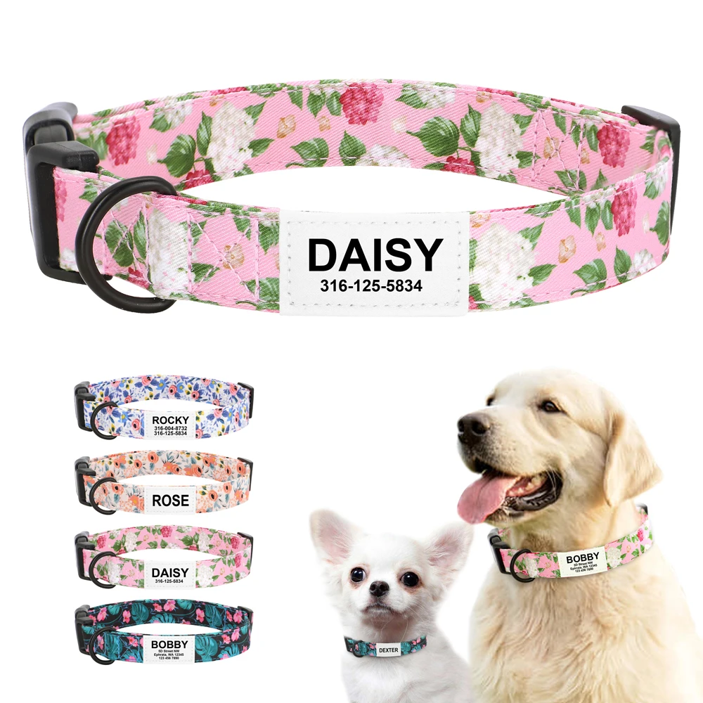 Personalized Dog Collar Customized Nylon Dogs Cat Necklace Free Print Pet Collars For Small Medium Large Dogs Floral Printed
Personalized Dog Collar Customized Nylon Dogs Cat Necklace Free Print Pet Collars For Small Medium Large Dogs Floral Printed
