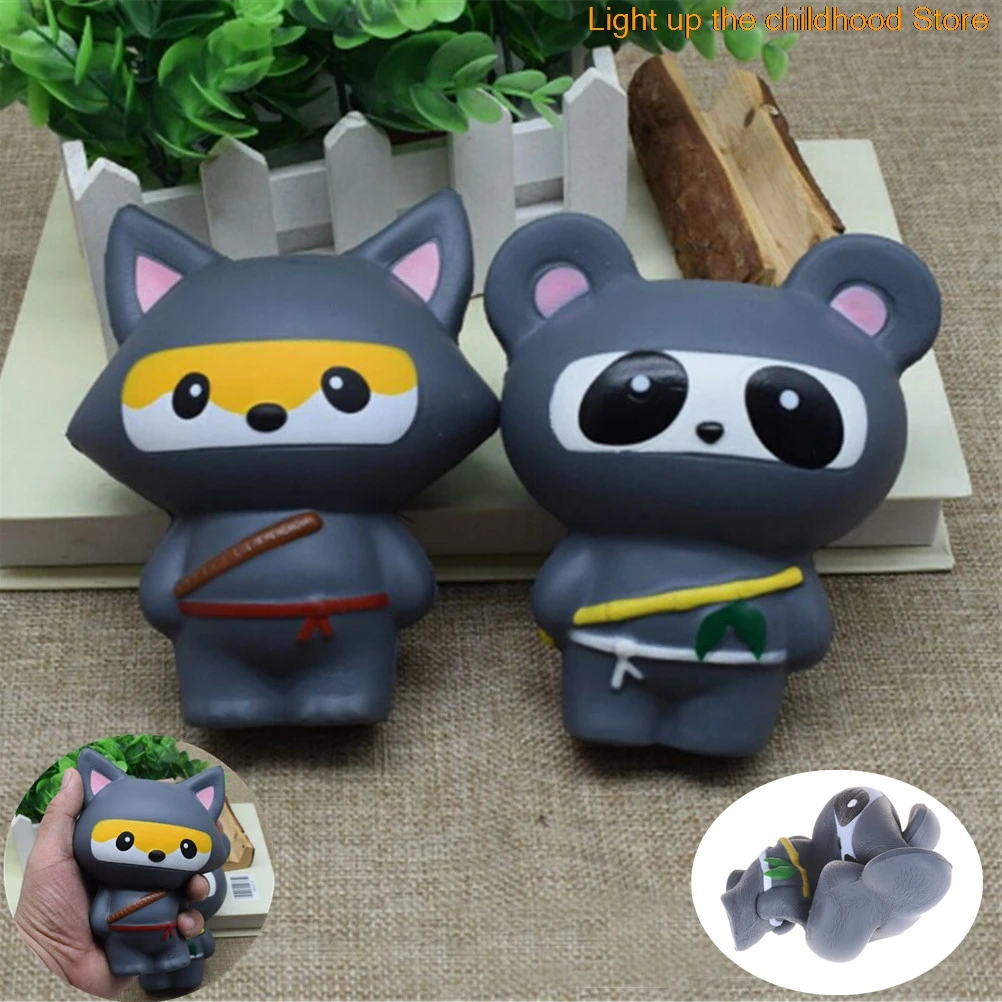 

Funny Animal Jumbo Cartoon Cake Novelty Kawaii Ninja Squishy Panda/Bear/Fox Slow Rising Fun Kid Toys 14CM