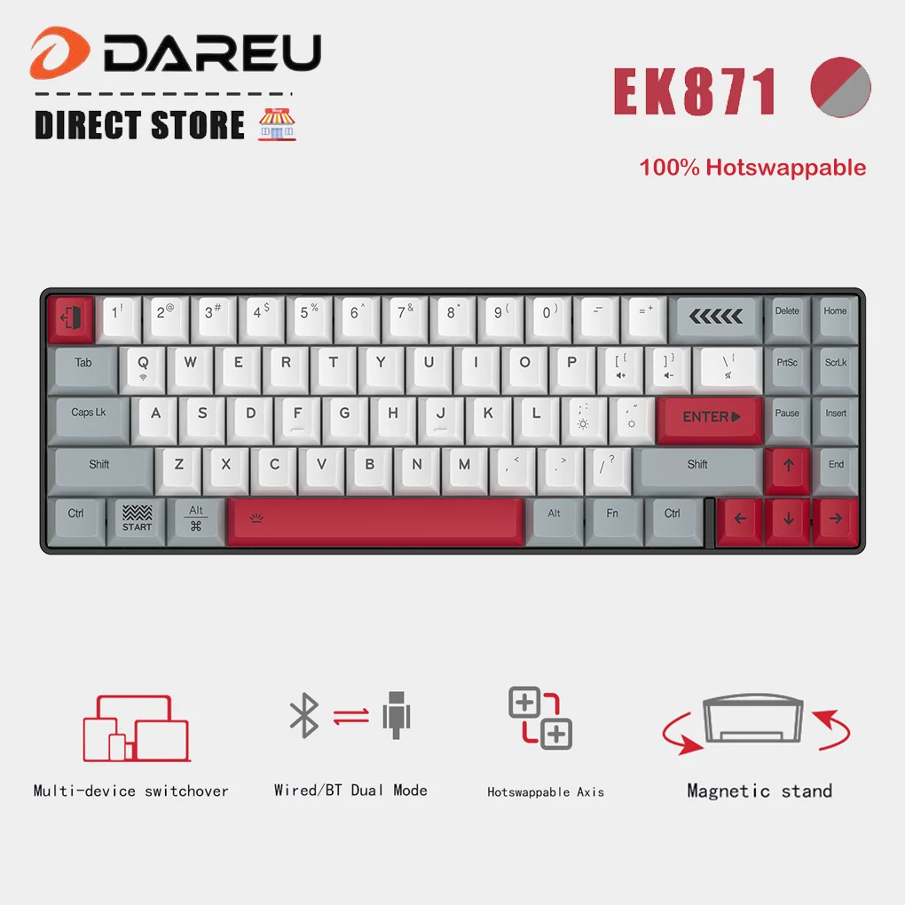 Механическая игровая клавиатура Dareu EK871 100% Hotswap BT и Проводная с 71 клавишами Механическая игровая клавиатура для ПК, ноутбука, планшета, телеф...
Механическая игровая клавиатура Dareu EK871 100% Hotswap BT и Проводная с 71 клавишами Механическая игровая клавиатура для ПК, ноутбука, планшета, телеф...