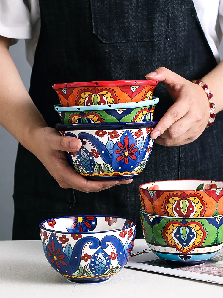 Hand Painted Bohemian Bowl Daily Ceramic Rice Fruit Salad Creative Tableware Soup Lunch Cute Plates Candy Dish Western Food New
Hand Painted Bohemian Bowl Daily Ceramic Rice Fruit Salad Creative Tableware Soup Lunch Cute Plates Candy Dish Western Food New