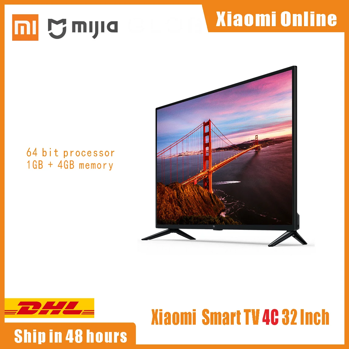 Оригинальный Xiaomi Mi Smart TV 4C 32 дюйма 1 ГБ 4 64 бит четырехъядерный Android 9 0 HD WIFI китайская