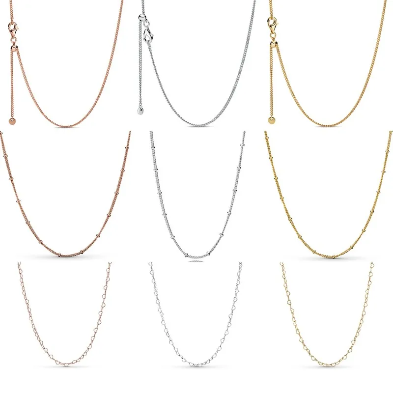 Authentic 925 Sterling Silver Rose Gold Vintage Silver Beaded Chain Basic Necklace For Women Bead Charm Diy Fashion Jewelry
Authentic 925 Sterling Silver Rose Gold Vintage Silver Beaded Chain Basic Necklace For Women Bead Charm Diy Fashion Jewelry