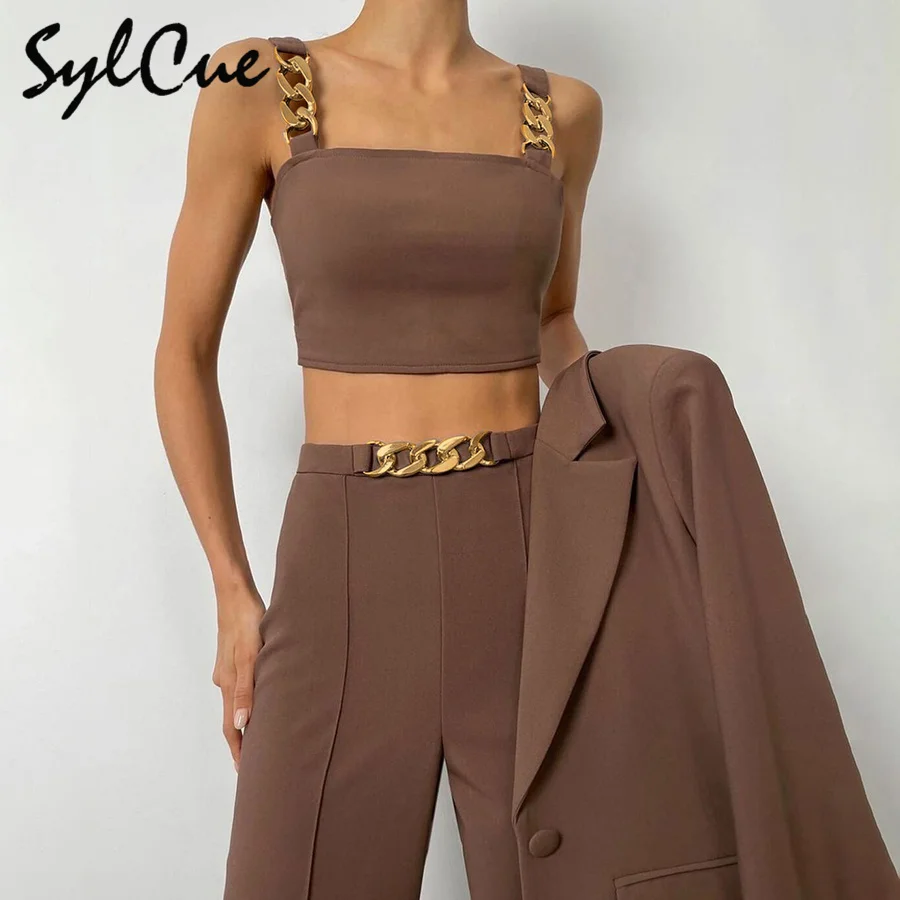 Sylcue Autumn Sports Vest Plus Drape, Light And Thin Trousers With Gold Texture, A Two-Piece Set Of Continuous Buckles
Sylcue Autumn Sports Vest Plus Drape, Light And Thin Trousers With Gold Texture, A Two-Piece Set Of Continuous Buckles
