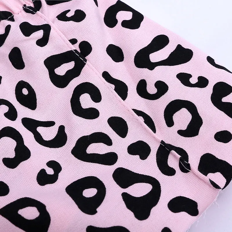 Леопардовая детская одежда комплект для девочек модная маленьких хлопковые топы