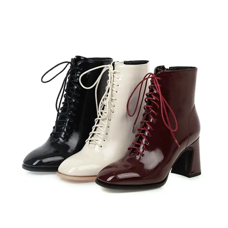 Meotina Women Shoes Fashion Boots Thick High Heel Platform Ankle Boots Square Toe Lace Up Zipper Ladies Boots Autumn Brown 34-46
Meotina Women Shoes Fashion Boots Thick High Heel Platform Ankle Boots Square Toe Lace Up Zipper Ladies Boots Autumn Brown 34-46