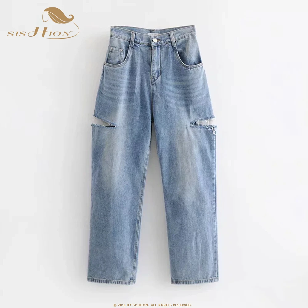 SISHION Fashion New Hole Street Style Loose Wide Legs SP1239 Blue High Waist Jeans Women Long Pants 2021 Trend
SISHION Fashion New Hole Street Style Loose Wide Legs SP1239 Blue High Waist Jeans Women Long Pants 2021 Trend