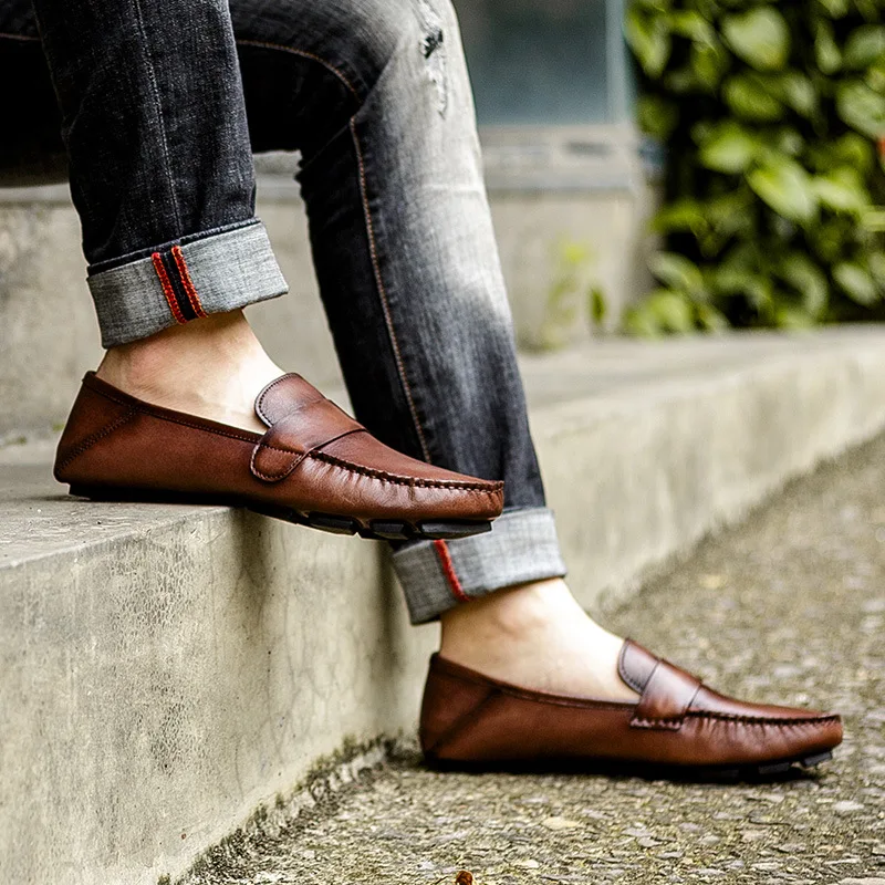 British Style Men Penny Loafers Genuine Leather Elegant Wedding Party Suit Casual Brown Black Handmade Flat Soft Leather Shoes
British Style Men Penny Loafers Genuine Leather Elegant Wedding Party Suit Casual Brown Black Handmade Flat Soft Leather Shoes