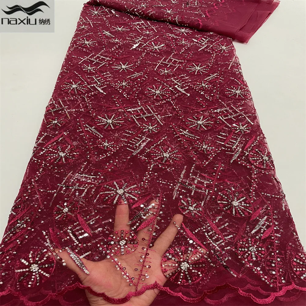 Madison 2021 High Quality African Wine Lace Fabric Sequins Embroidery French Tulle Lace Fabric For Wedding Party Dress
Madison 2021 High Quality African Wine Lace Fabric Sequins Embroidery French Tulle Lace Fabric For Wedding Party Dress