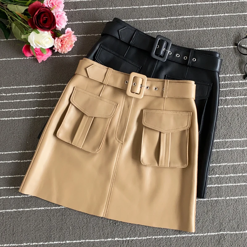 Autumn Women's 2020 high quality Sheepskin Real leather Pockets Skirts Chic women genuine leather high-rise skirt C238
Autumn Women's 2020 high quality Sheepskin Real leather Pockets Skirts Chic women genuine leather high-rise skirt C238