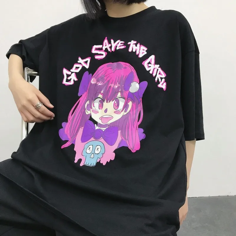 Футболка Harajuku, женская одежда, футболка большого размера, с изображением аниме, Готическая футболка с графическим принтом, размера плюс
Футболка Harajuku, женская одежда, футболка большого размера, с изображением аниме, Готическая футболка с графическим принтом, размера плюс