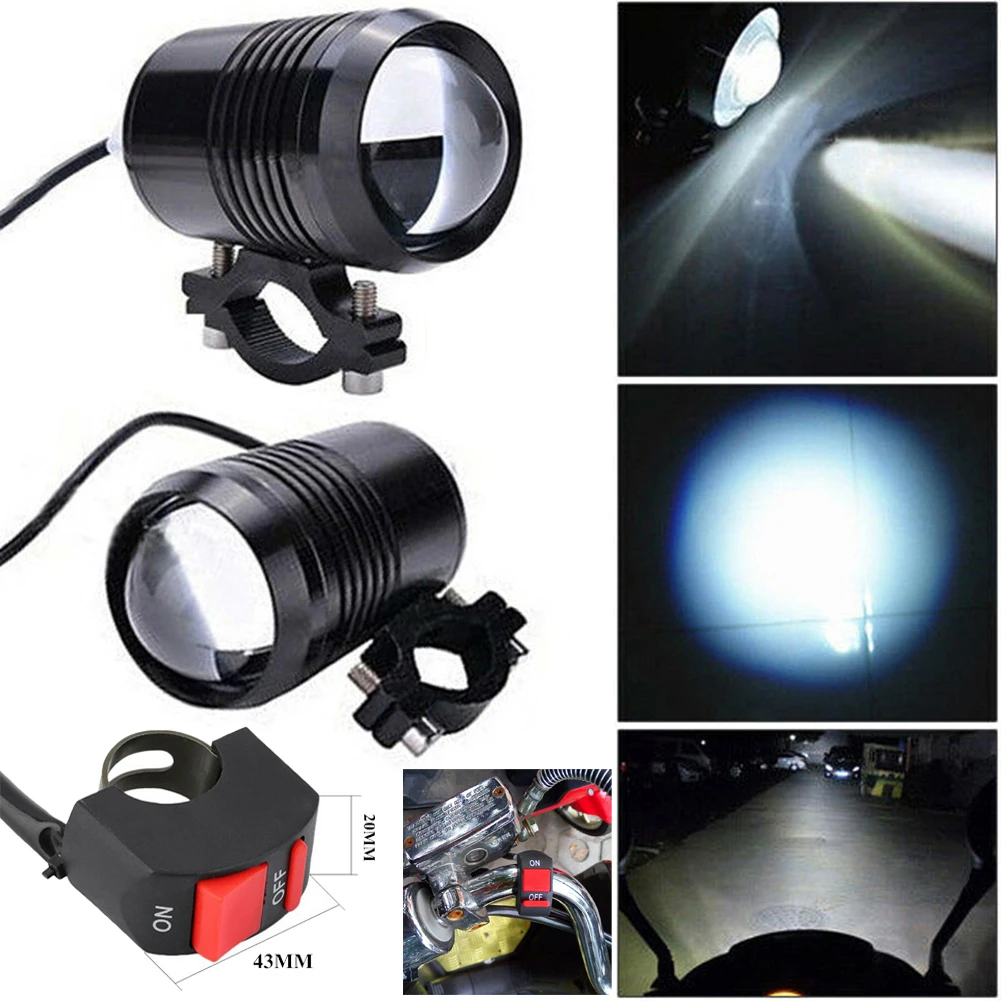 2pcs Bright Motorcycle LED Headlights Headlamp Spotlights Fog Head Light Driving Spot Work Lamp + Switch
2pcs Bright Motorcycle LED Headlights Headlamp Spotlights Fog Head Light Driving Spot Work Lamp + Switch