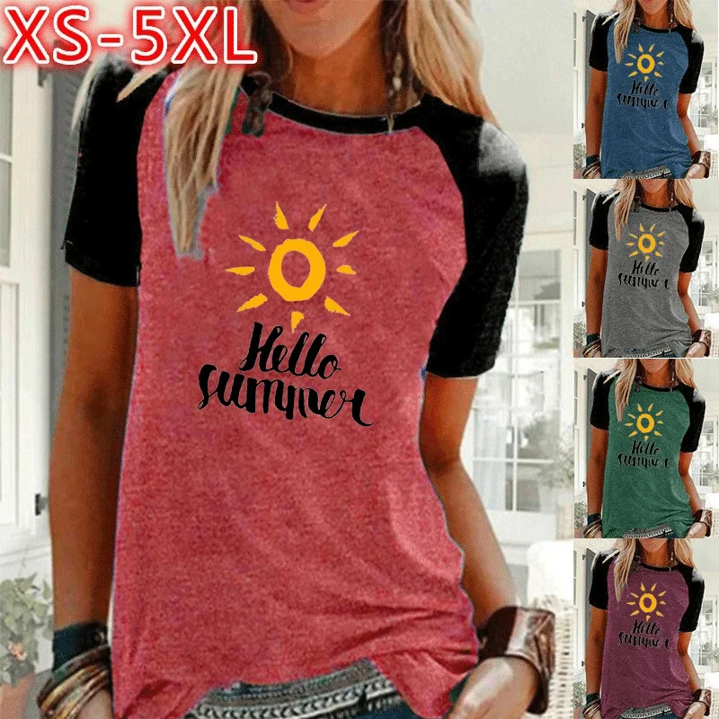 Women Fashion Short Sleeve Tops Ladies Casual Print Tshirt Loose Round Neck Plus Size Splicing Blouse
Women Fashion Short Sleeve Tops Ladies Casual Print Tshirt Loose Round Neck Plus Size Splicing Blouse