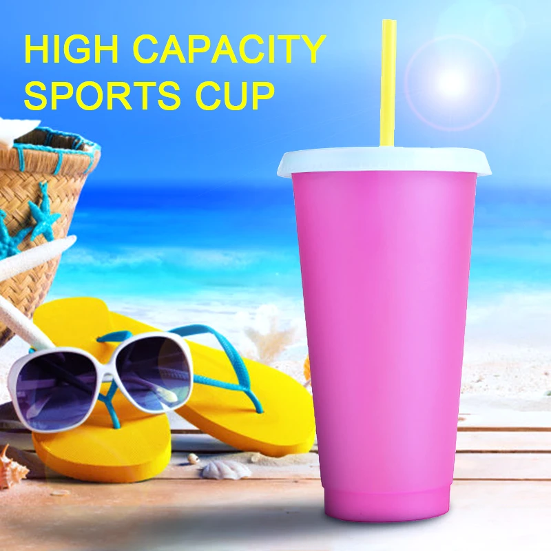 700ml Color Changing Cup Reusable Water Bottle Drinkware Tumbler Discoloration Cups With Lid And Straws Creative Vacuum Flask
700ml Color Changing Cup Reusable Water Bottle Drinkware Tumbler Discoloration Cups With Lid And Straws Creative Vacuum Flask