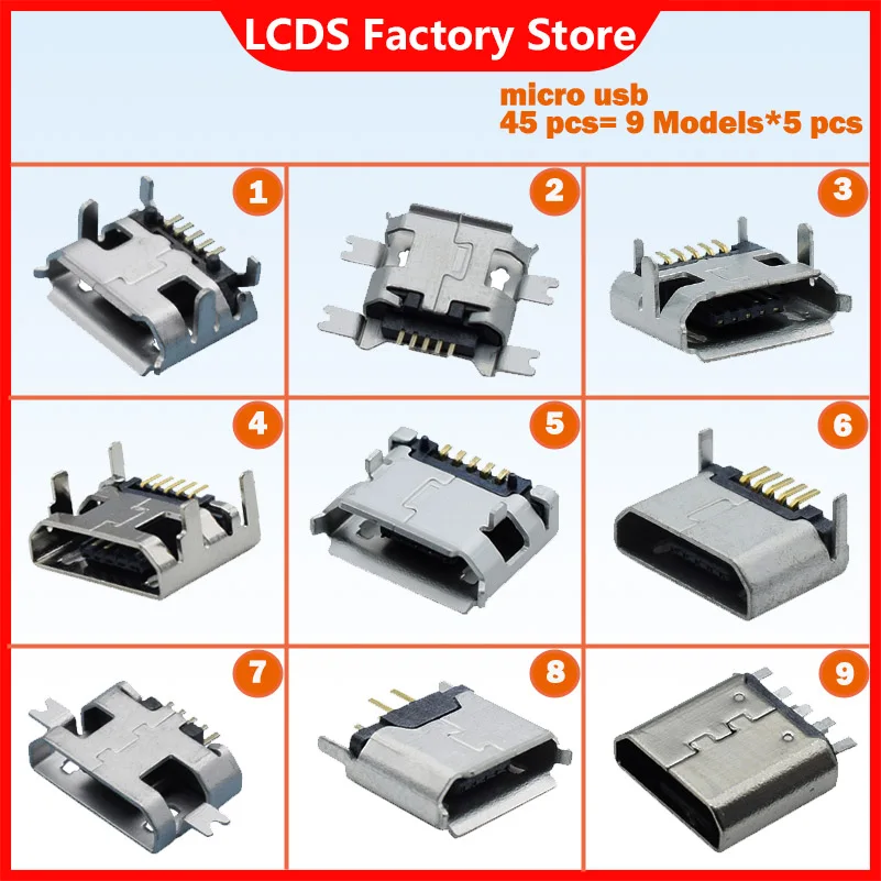 Набор гнездовых USB-разъемов 45 шт./компл., 9 моделей, для Lenovo, Huawei, Samsung, Xiaomi, SMD DIP
Набор гнездовых USB-разъемов 45 шт./компл., 9 моделей, для Lenovo, Huawei, Samsung, Xiaomi, SMD DIP