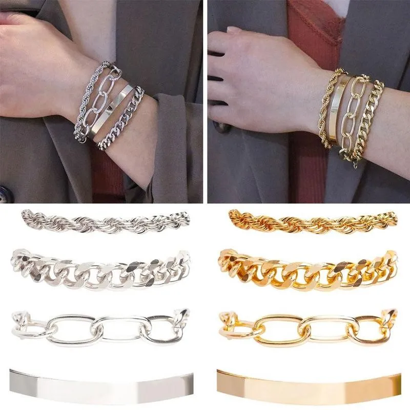 4pcs/set Hip Hop Bracelet Alloy Fashion Bracelet Punk For Women Metal Twisted Rope Chain Bracelet Boho Jewelry Gift
4pcs/set Hip Hop Bracelet Alloy Fashion Bracelet Punk For Women Metal Twisted Rope Chain Bracelet Boho Jewelry Gift
