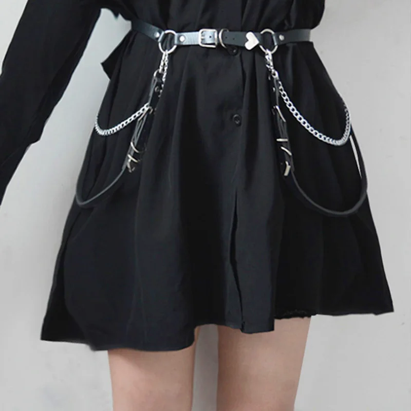 Punk gothic Leather Women Belts with chain Harajuku Harness Leg Belt Body Waist Strap Jk Dress Jeans Slim Bondage Cool Waistband
Punk gothic Leather Women Belts with chain Harajuku Harness Leg Belt Body Waist Strap Jk Dress Jeans Slim Bondage Cool Waistband