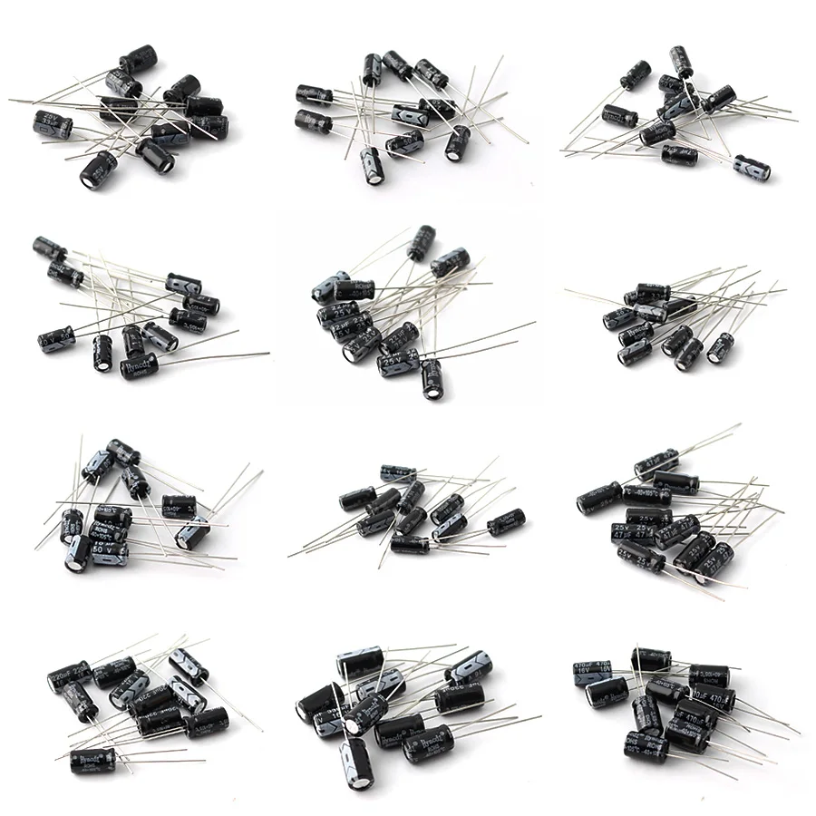 12 значение 1 мкФ 470 DIY электролитический набор различных конденсаторов 16В