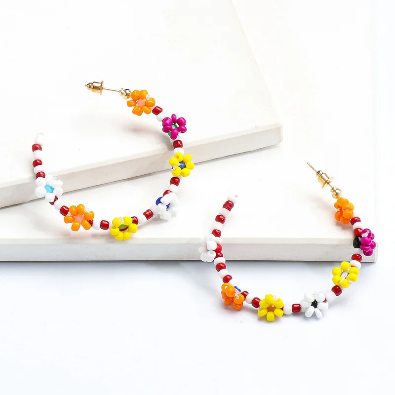 Minar Ethnic Candy Colour Beaded Flower Pendant Earrings for Women Ladies Hollow Round C Shape Hoop Earrings Accessories
Minar Ethnic Candy Colour Beaded Flower Pendant Earrings for Women Ladies Hollow Round C Shape Hoop Earrings Accessories