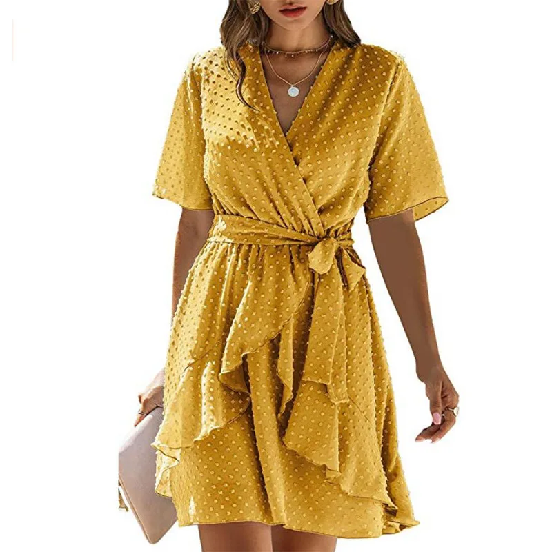 2021 Summer Lady Fashion V-neck Elastic Waist Ruffle Lace-up Women's Dress Women Sexy Vestidos Girls
2021 Summer Lady Fashion V-neck Elastic Waist Ruffle Lace-up Women's Dress Women Sexy Vestidos Girls