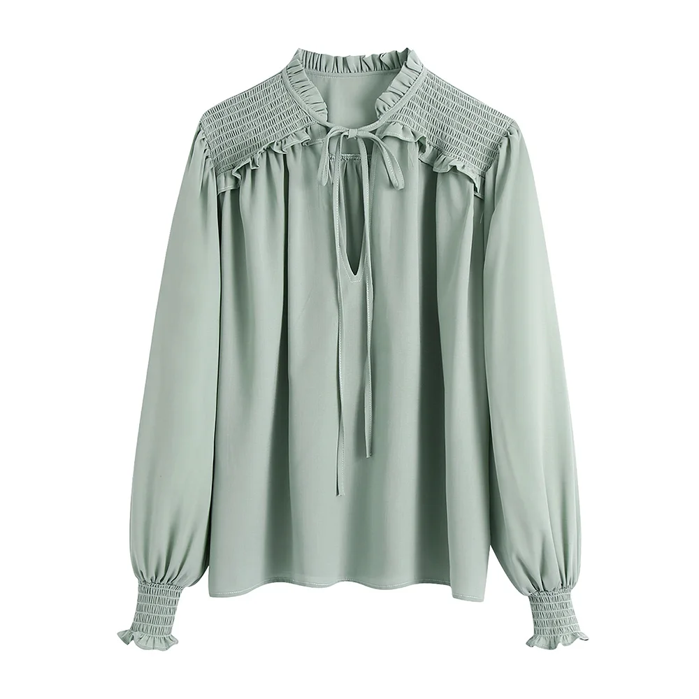 Office Lady Blouses Women Casual Long Sleeve Elegant Blouse Shirt 2021 Smocked Shoulder Lace Up Frill Trim V Neck Loose Top
Office Lady Blouses Women Casual Long Sleeve Elegant Blouse Shirt 2021 Smocked Shoulder Lace Up Frill Trim V Neck Loose Top