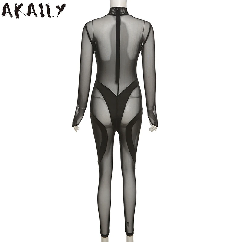 Akaily Summer Black Mesh See Through Jumpsuit Sexy Club Outfits For Women 2021 Solid Patchwork Striped Bodycon Jumpsuit Female 
Akaily Summer Black Mesh See Through Jumpsuit Sexy Club Outfits For Women 2021 Solid Patchwork Striped Bodycon Jumpsuit Female