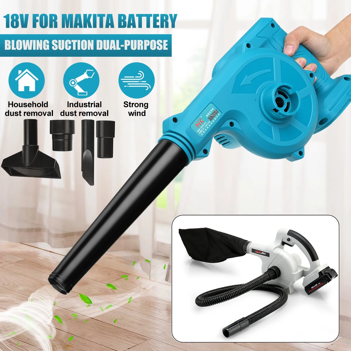 Cordless Electric Air Blower Vacuum Wind Pressure Leaf Computer Dust Collector Home Garden Clean Tool for Makita 18V Battery
Cordless Electric Air Blower Vacuum Wind Pressure Leaf Computer Dust Collector Home Garden Clean Tool for Makita 18V Battery