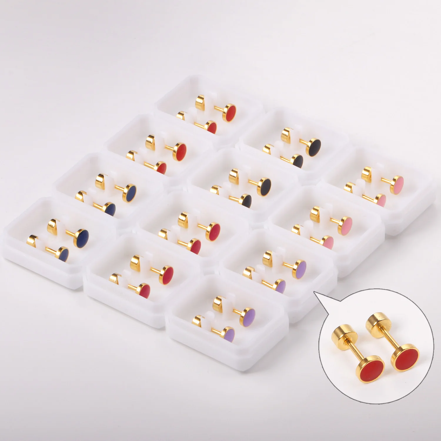 12 Pairs/lot Colorful Round Earrings Gold/Silver Color 316L Stainless Steel Stud Earrings for Women Party Gift Jewelry
12 Pairs/lot Colorful Round Earrings Gold/Silver Color 316L Stainless Steel Stud Earrings for Women Party Gift Jewelry