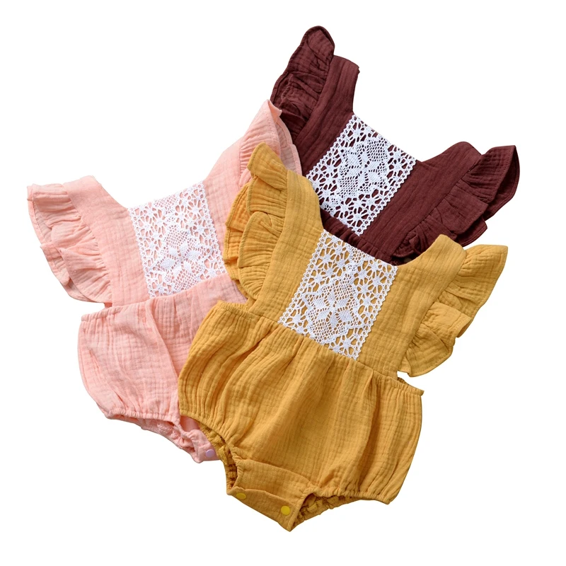 2020 Baby Summer Clothing Infant Newborn Baby Girl Lace Patchwork Bodysuits Ruffled Jumpsuits Cute Solid Playsuits
2020 Baby Summer Clothing Infant Newborn Baby Girl Lace Patchwork Bodysuits Ruffled Jumpsuits Cute Solid Playsuits