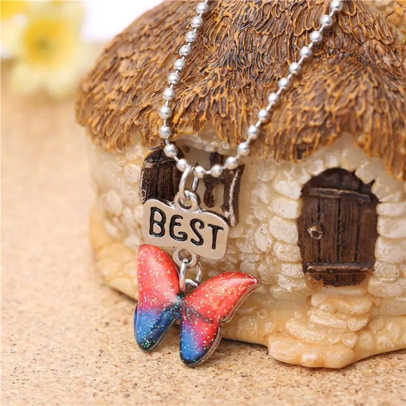 2Pcs Chidlren Best Friends Necklace Friendship Colorful Glitter Butterflies Enamel Pendant Necklace Fashion Jewelry E15E 
2Pcs Chidlren Best Friends Necklace Friendship Colorful Glitter Butterflies Enamel Pendant Necklace Fashion Jewelry E15E
