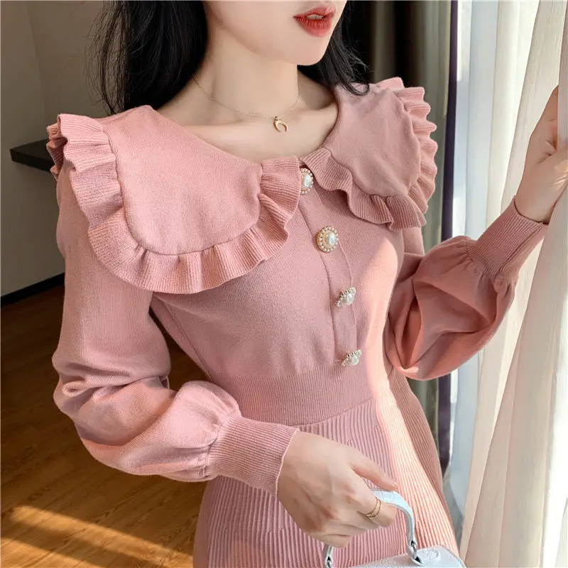 Winter Elegant Knitted Dress Women Design Long Sleeve Slim Mini Office Sweater Dress Female One Piece Dress Korean 2020 Autumn
Winter Elegant Knitted Dress Women Design Long Sleeve Slim Mini Office Sweater Dress Female One Piece Dress Korean 2020 Autumn