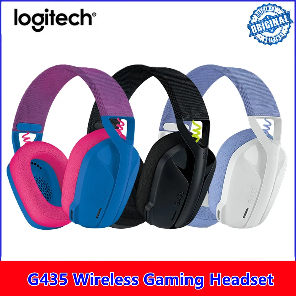 

Беспроводная игровая гарнитура Logitech G435 Lightspeed, игровые наушники с объемным звуком и поддержкой Bluetooth 7,1, оригинальные встроенные микрофоны д...