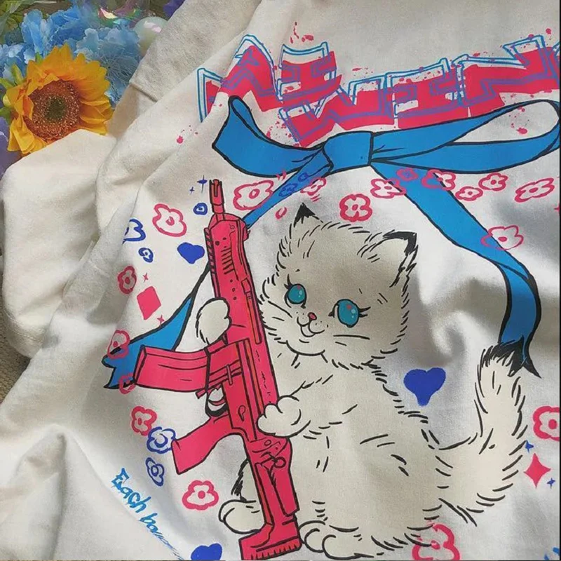 Woman T-shirts Japanese cute cat print short-sleeved t-shirt women loose top Kawaii O-neck tshirt y2k Oversized t-shirt vintage
Woman T-shirts Japanese cute cat print short-sleeved t-shirt women loose top Kawaii O-neck tshirt y2k Oversized t-shirt vintage