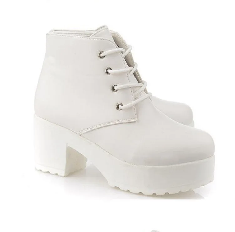 Autumn new thick heel lace up boots round head high heel boots large size single shoes
Autumn new thick heel lace up boots round head high heel boots large size single shoes