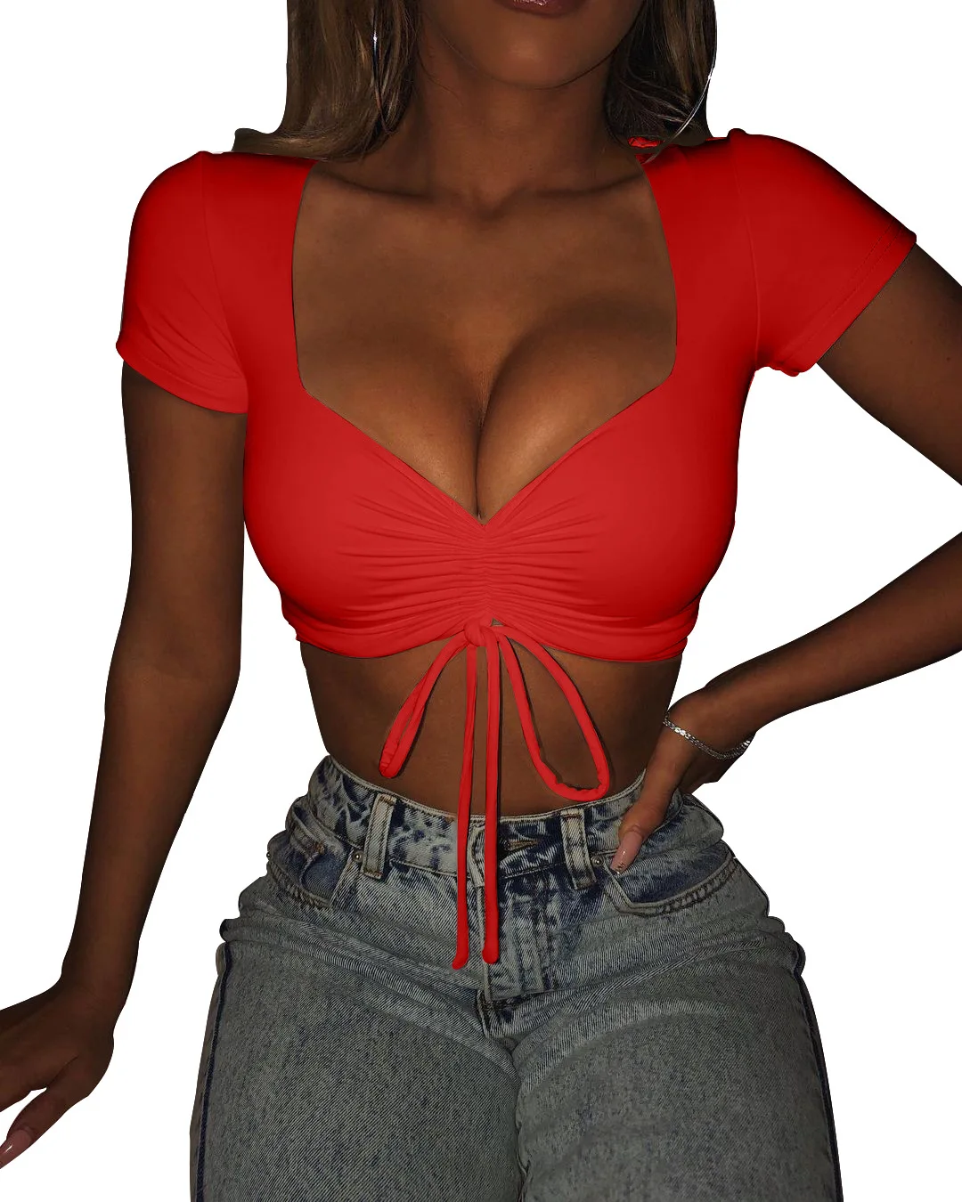 2021 Summer European and American Fashion New Sexy Solid Color Square Collar Short Sleeve Pleated Female
2021 Summer European and American Fashion New Sexy Solid Color Square Collar Short Sleeve Pleated Female