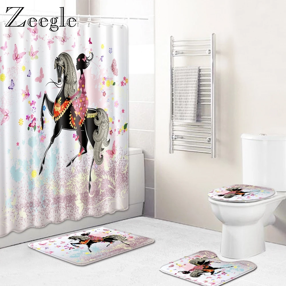 Набор водонепроницаемых ковриков для ванной Zeegle С Рисунком бабочки, занавеска для душа с крючками, коврик для унитаза U-образного типа, ковр... 
Набор водонепроницаемых ковриков для ванной Zeegle С Рисунком бабочки, занавеска для душа с крючками, коврик для унитаза U-образного типа, ковр...