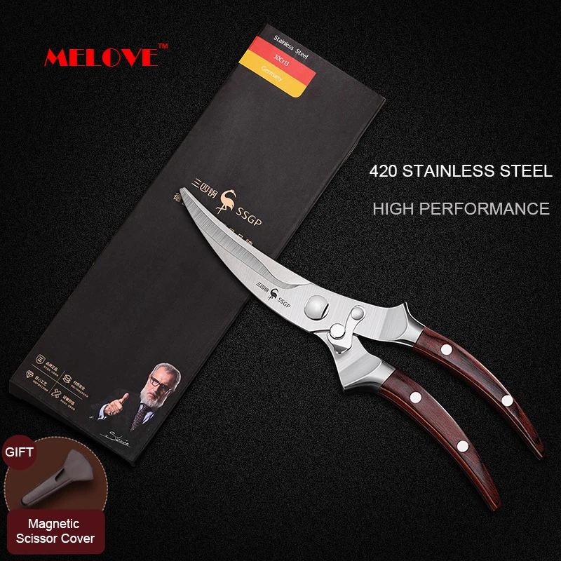 Heavy Duty Multipurposes Kitchen Shear Professional Stainless Steel Solid Wood Handle Scissors Cut Turkey Chicken Poultry Fish
Heavy Duty Multipurposes Kitchen Shear Professional Stainless Steel Solid Wood Handle Scissors Cut Turkey Chicken Poultry Fish