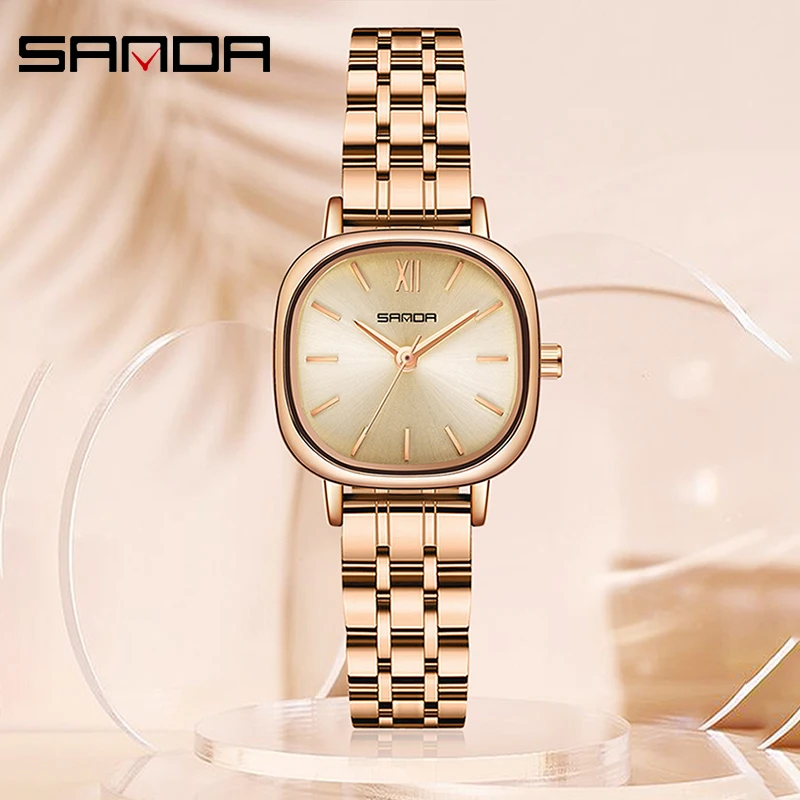 

SANDA Top Brand Luxury Casual Clock Rose gold Steel Watch Ladies Quartz Water proof Watch Ladies Watch Жіночий годинник zegarek